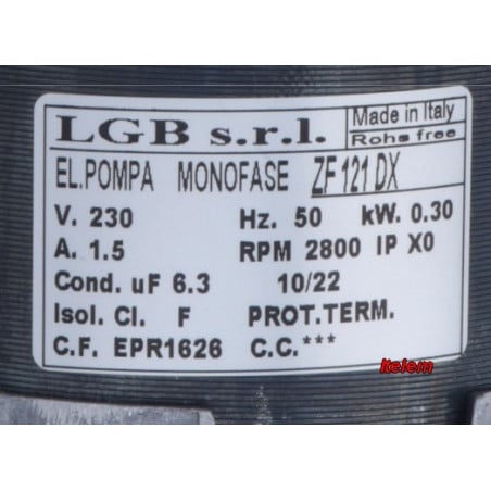 Pompe de cyclage LGB ZF121DX lave-vaisselle Horeca Select