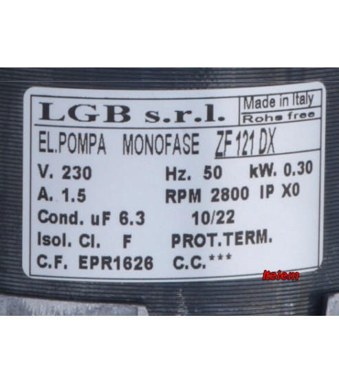 Pompe de cyclage LGB ZF121DX lave-vaisselle Horeca Select