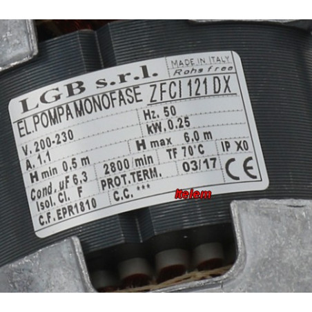 Pompe de cyclage LGB ZFCI121DX lave-vaisselle Elettrobar 130148