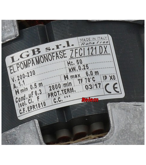 Pompe de cyclage LGB ZFCI121DX lave-vaisselle Elettrobar 130148