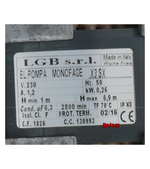 Pompe de cyclage LGB X3SX lave-vaisselle Elettrobar 130993