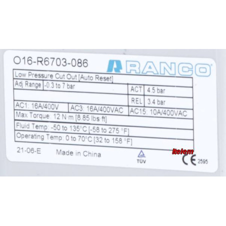 Pressostat O16-R6703-086 armoire réfrigérée
