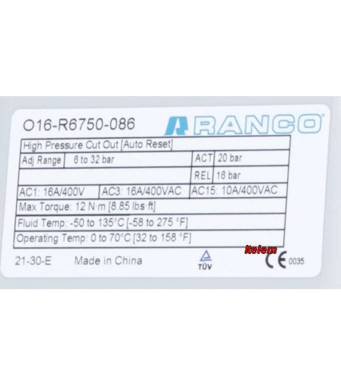 Pressostat O16-R6750-086 armoire réfrigérée