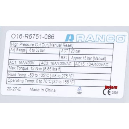 Pressostat O16-R6751-086 armoire réfrigérée