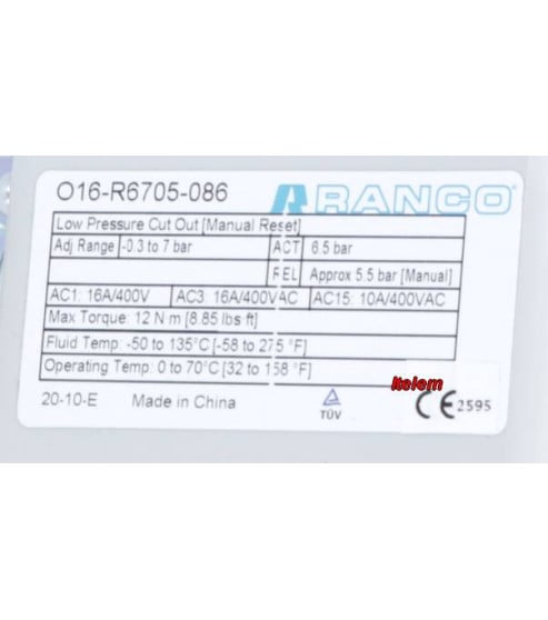 Pressostat O16-R6705-086 armoire réfrigérée