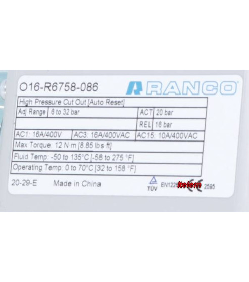 Pressostat O16-R6758-086 armoire réfrigérée