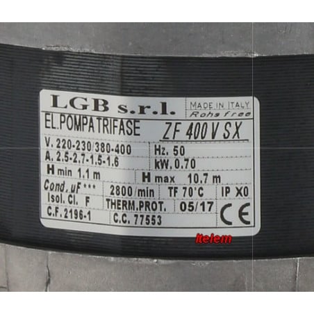 Pompe de cyclage LGB ZF400VSX lave-vaisselle Elettrobar 77553