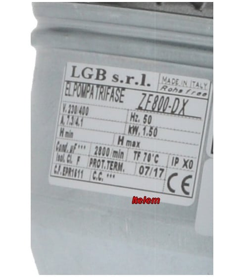 Pompe de cyclage LGB ZF800DX lave-vaisselle Hoonved 100796