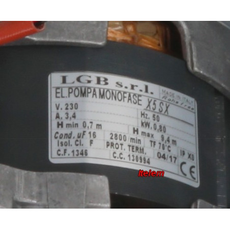 Pompe de cyclage LGB X5SX  lave-vaisselle Elettrobar 130994
