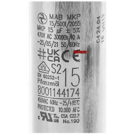 Condensateur de démarrage sèche-linge Siemens 10016807