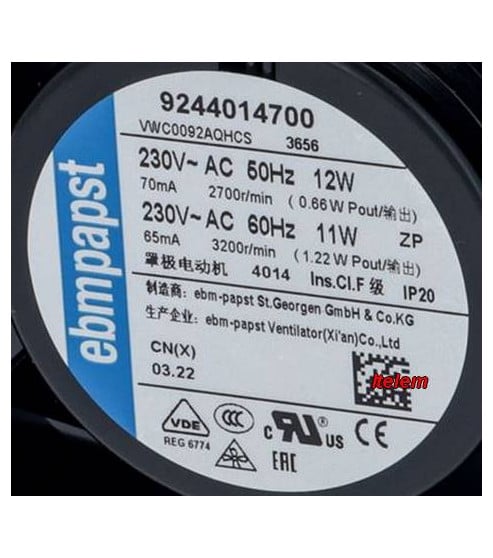 Ventilateur Axial 92X92X38 mm 3656 924.4014.700