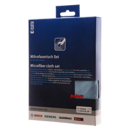 Kit de chiffons en microfibres pour inox et surfaces vitrées Bosch 00312327