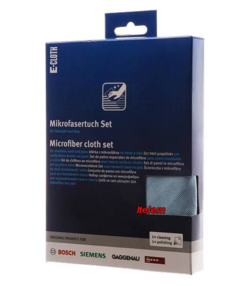 Kit de chiffons en microfibres pour inox et surfaces vitrées Bosch 00312327