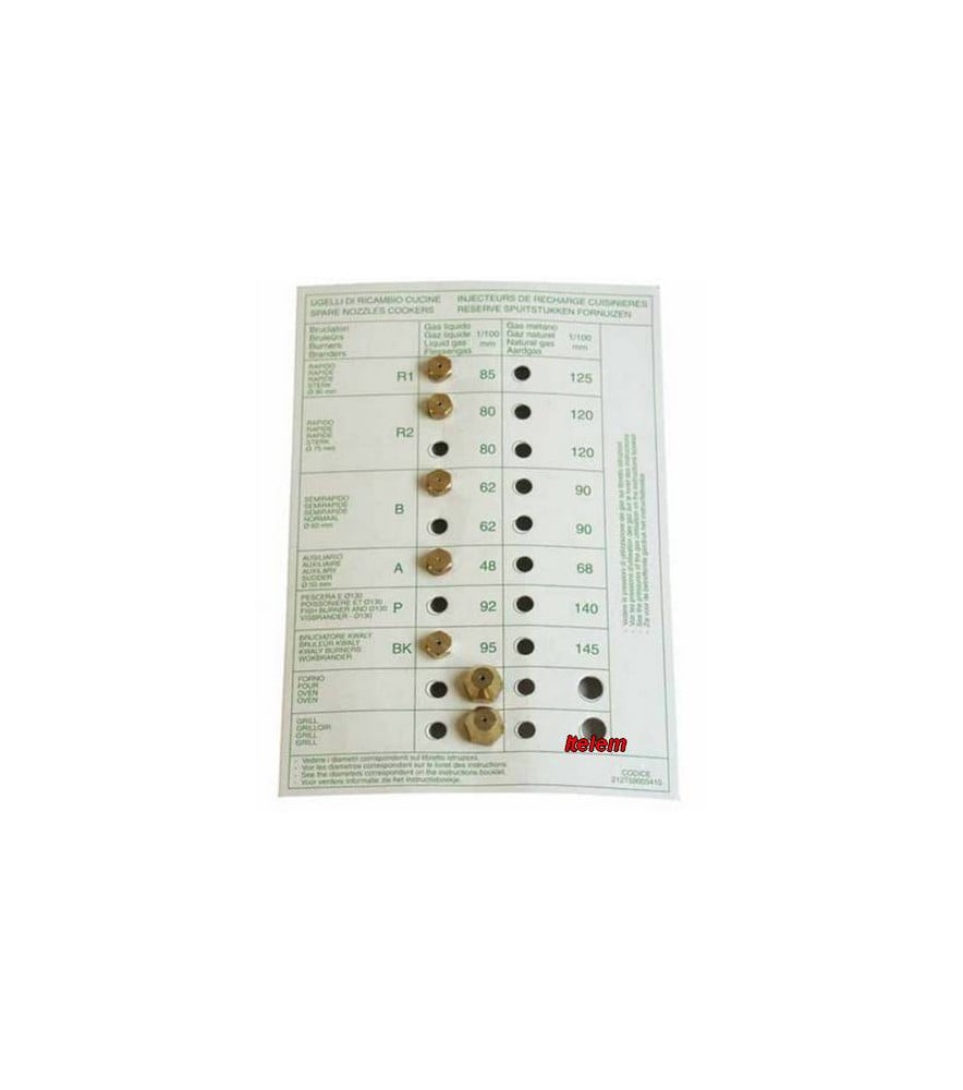 Kit injecteurs gaz butane piano cuisson Siltal