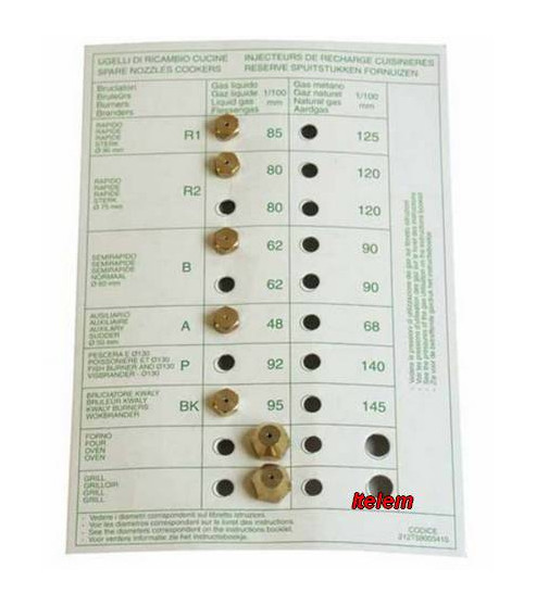 Kit injecteurs gaz butane piano cuisson Siltal