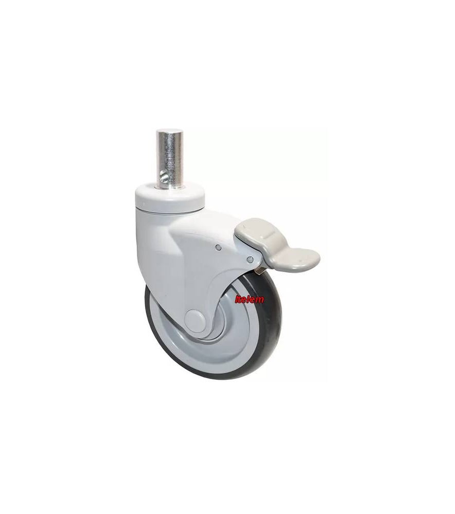 Roulette pivotante à goujon avec frein chariot de distribution Tournus