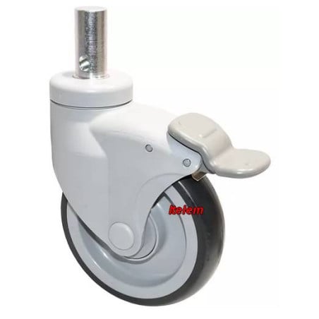 Roulette pivotante à goujon avec frein chariot de distribution Tournus