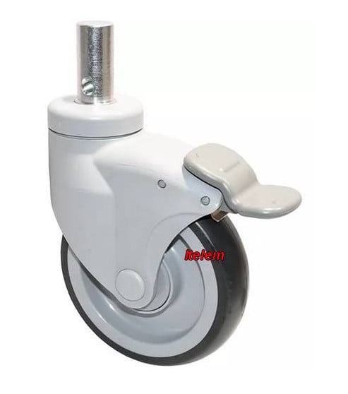 Roulette pivotante à goujon avec frein chariot de distribution Tournus