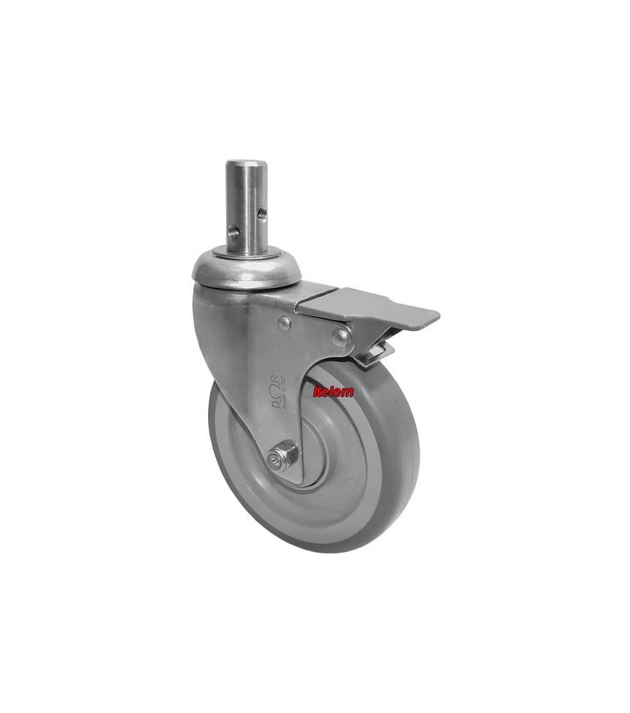 Roulette pivotante à goujon avec frein chariot de distribution Bourgeat Tournus