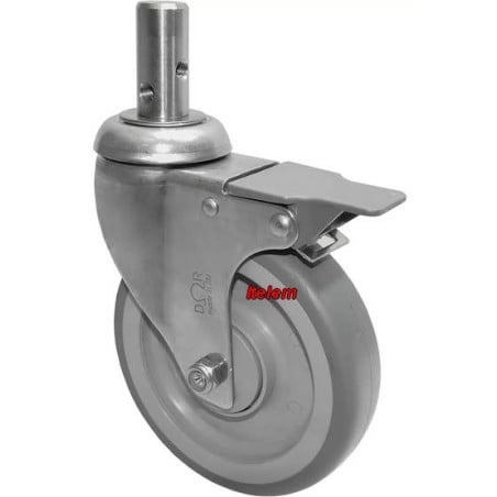 Roulette pivotante à goujon avec frein chariot de distribution Bourgeat Tournus