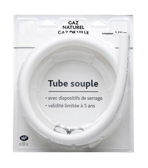 Tuyau de gaz souple 1,50m avec colliers de serrage