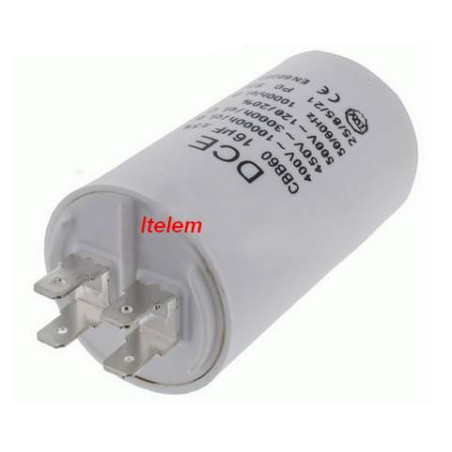 Condensateur 16 µF démarrage moteur lave-linge sèche-linge