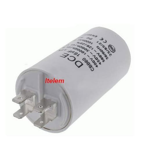 Condensateur 16 µF démarrage moteur lave-linge sèche-linge