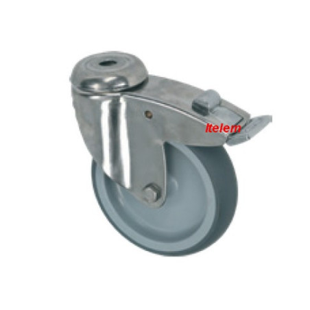 Roulette pivotante avec frein chariot porte plats chariot de service Diamètre trou 13 mm