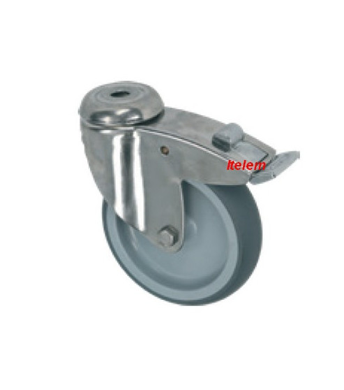 Roulette pivotante avec frein chariot porte plats chariot de service Diamètre trou 13 mm