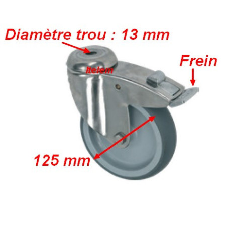 Roulette pivotante avec frein chariot de transport chariot de plateaux