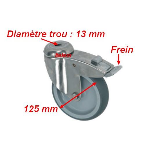 Roulette pivotante avec frein chariot de transport chariot de plateaux