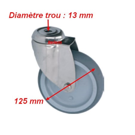Roulette pivotante pour chariot de plateaux, chariot de distribution diamètre trou 13 mm 983080