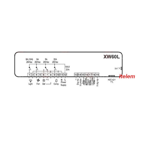Régulateur thermostat armoire réfrigérée DIXELL XW60L-5N0D1-X 230V WG7RENC5XH