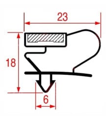 Joint de porte 593 x 386 mm table réfrigérée Angelo Po 37Q3870