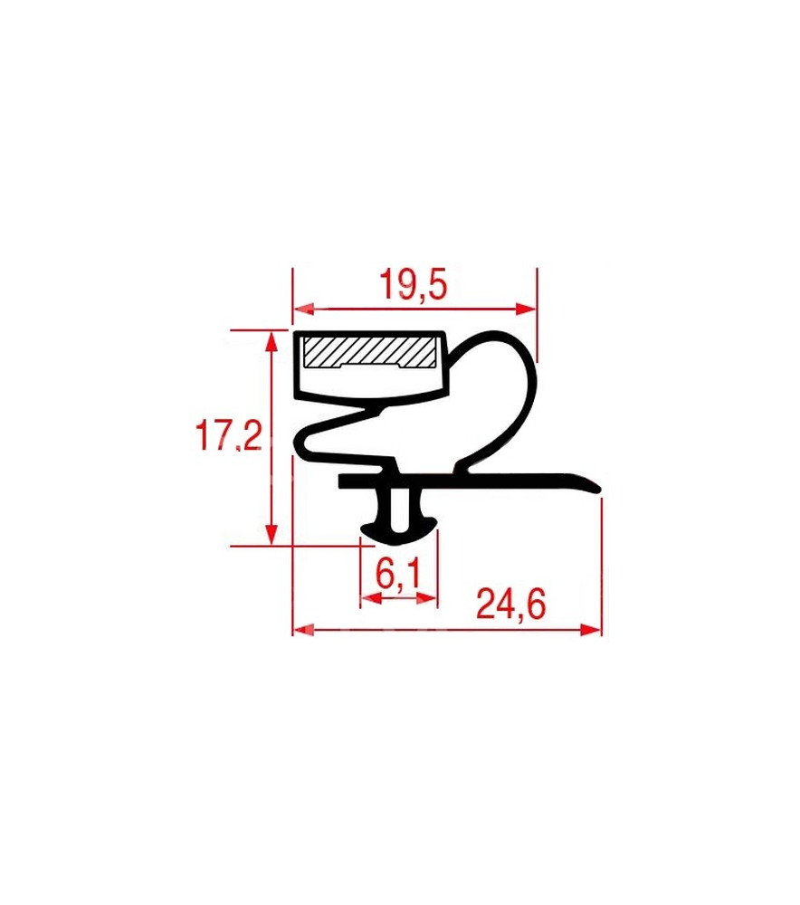 Joint de porte 583 x 386 mm table réfrigérée Angelo Po