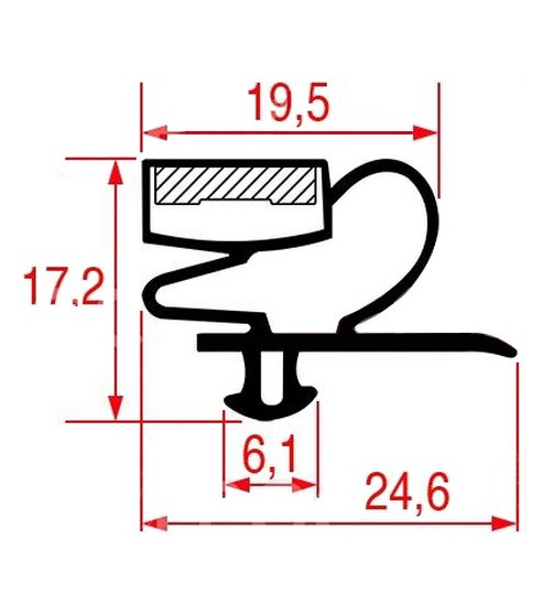 Joint de porte 583 x 386 mm table réfrigérée Angelo Po