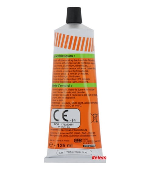 Mastic silicone translucide 125 ml Geb