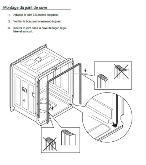 Notice montage joint porte lave-vaisselle Bosch Siemens 00263096