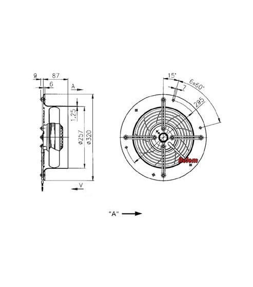 Moteur ventilateur W2E250-CM06-06 cellule de refroidissement
