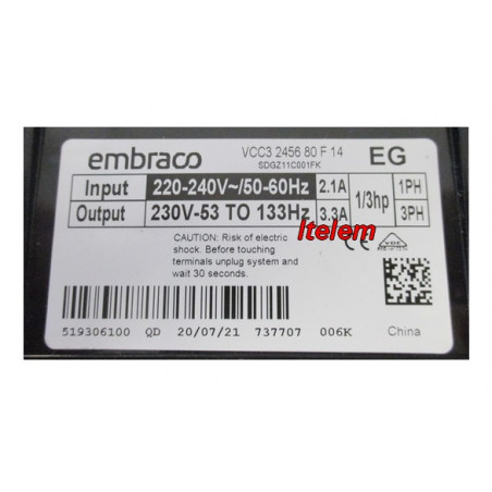 Module électronique Inverter Embraco réfrigérateur AEG 4055094660