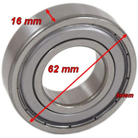 Roulement de palier 30 x 62 x 16 mm lave-linge Samsung 6601-000148