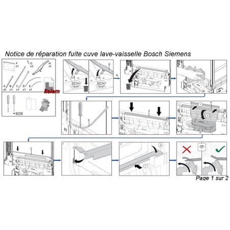 Notice Kit de réparation cuve lave-vaisselle Siemens 11026549