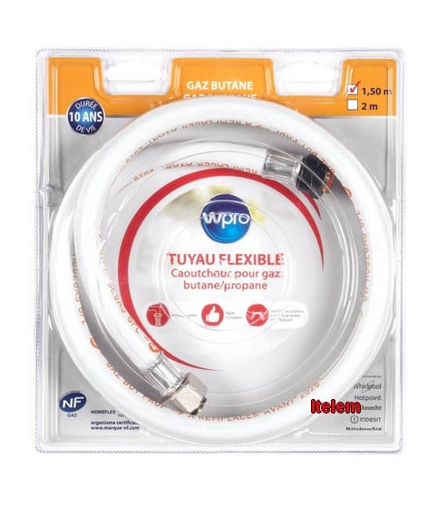 Flexible inox gaz naturel 1,5m à vie pour cuisinière et plaque de cuisson  pour , 