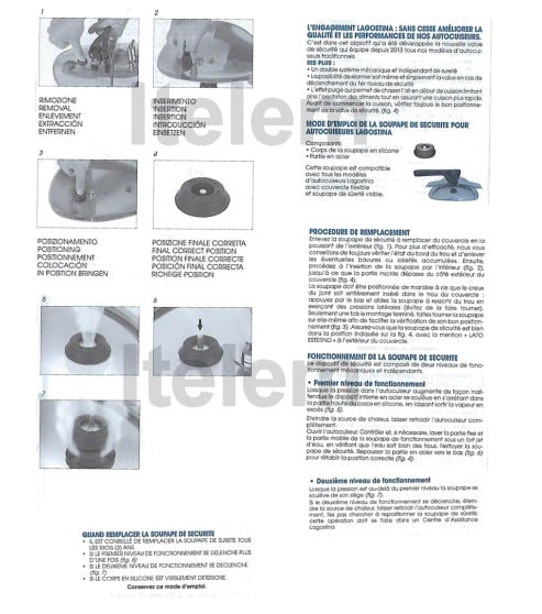 Notice Soupape de sécurité 120°c autocuiseur Lagostina 090003110901