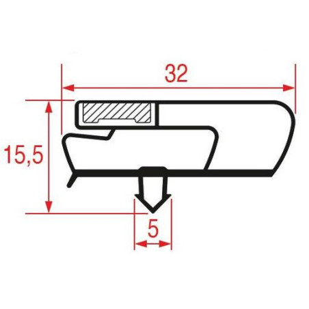 Joint de porte armoire réfrigérée professionnelle 585 mm x 390 mm