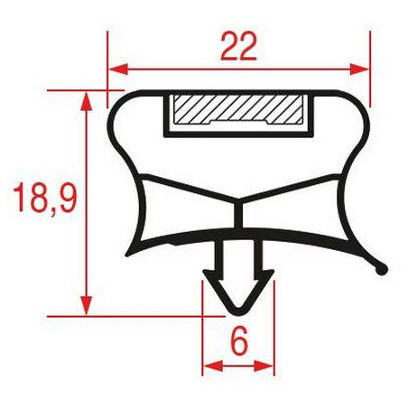 Joint à encastrer porte table réfrigérée Metos 710 x 420 mm